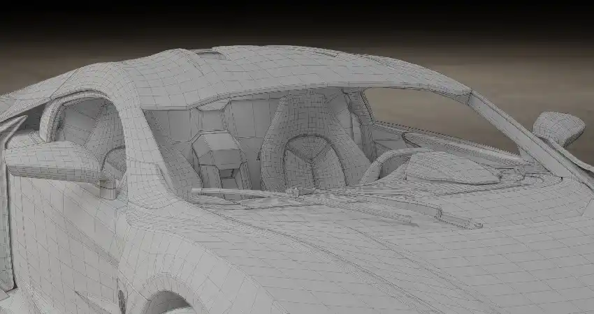 High-polygon hero car model in racing-game viewport