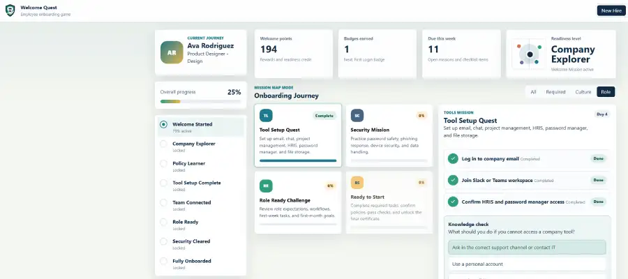 Gamification Services 3 Welcome Quest employee onboarding gamification